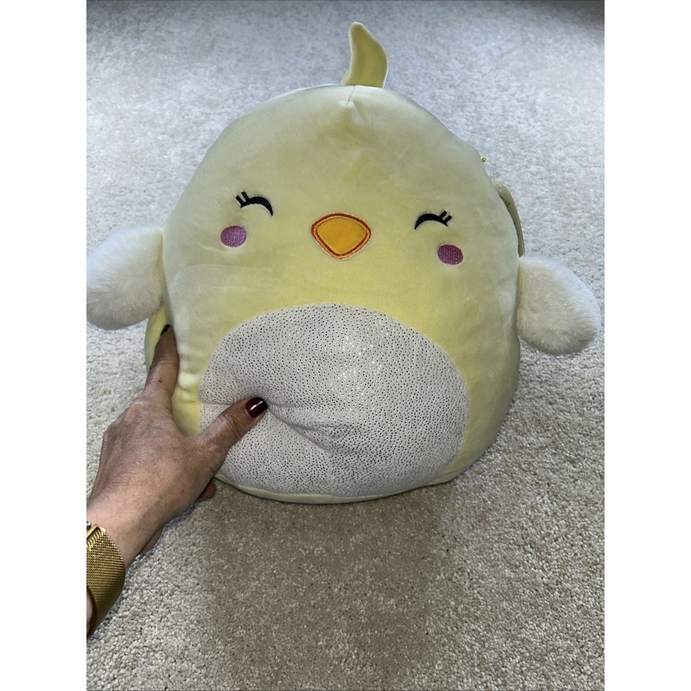 Squishmallows Kellytoy Easter Plush Aimee the Yellow Chick 12" Glitter Belly New